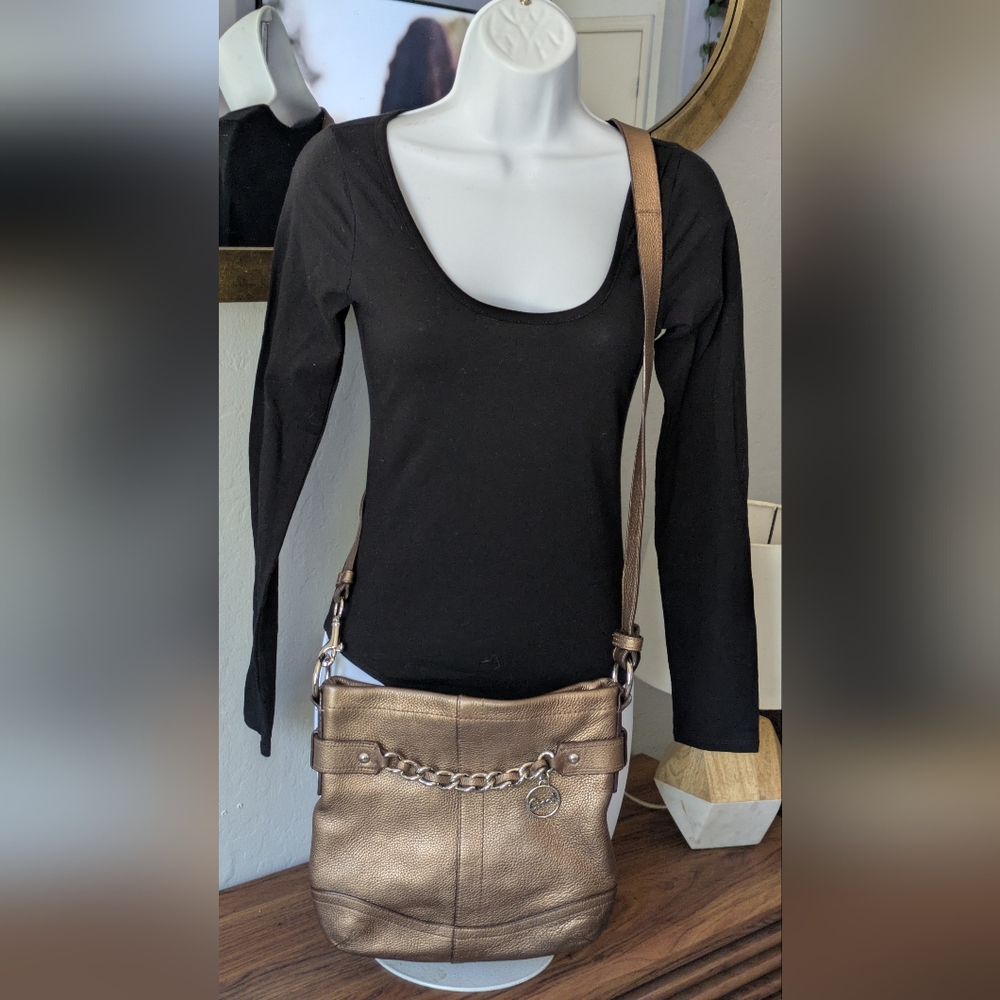Coach Bronze Shoulder/Crossbody Leather Bag.